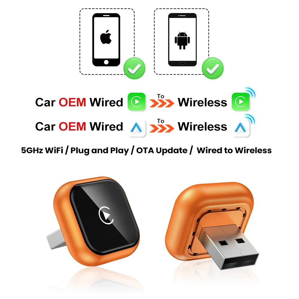 2026 NEW Wireless Carplay Adapter Android Auto 2in 1 Smart Dongle For iphone Android Phone For Volvo Benz Mg Kia Chery VW Honda by Tech-Home Store
