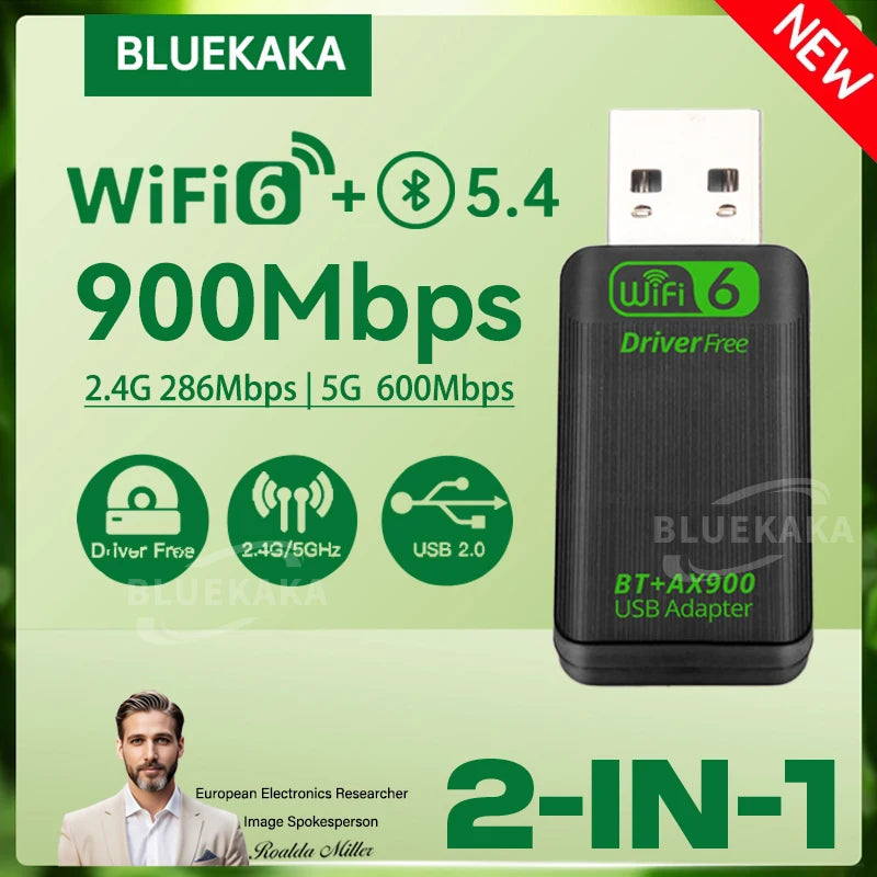 New AX900 USB WiFi6 Bluetooth5.4 2in1 Adapter Dual Band 2.4G&5GHz Wireless Network Wlan Receiver Driver Free Dongle For Win10/11 by Tech-Home Store