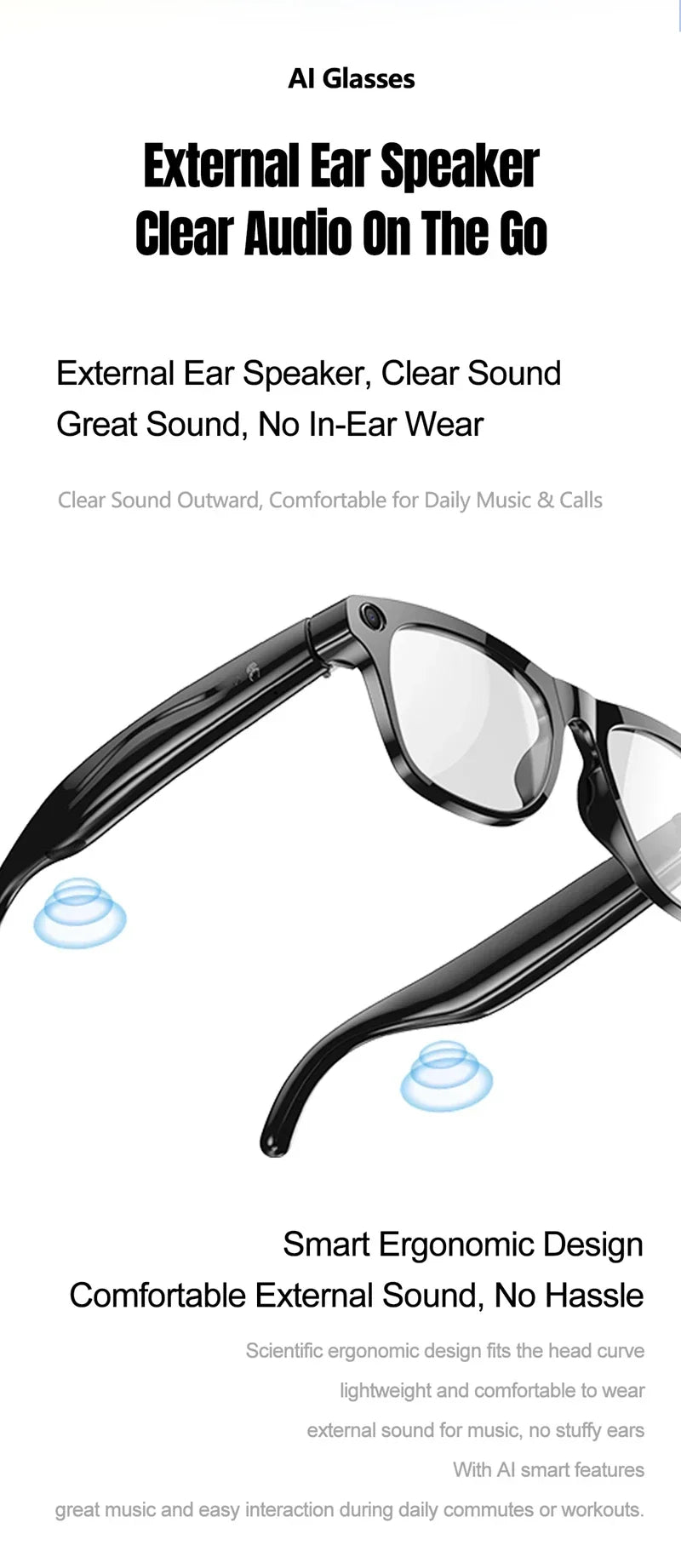 NovaTech VisionGlass 4K AI Smart Glasses - 800W Pixel Camera and Real Time Translation in 75 Languages by Tech-Home Store