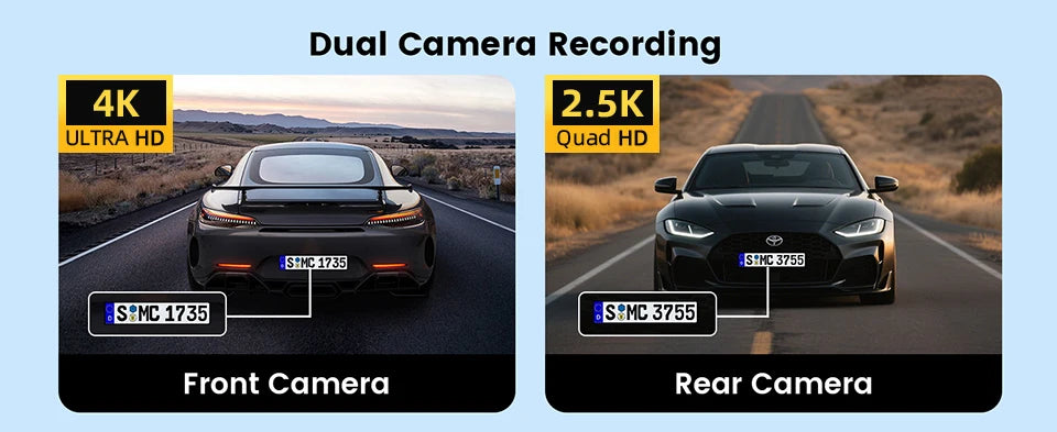 E-ACE 4K Dashcam 9.66'' Mirror Dash Car Camera 2.5K Rear Camera Support WIFI GPS ADAS Touch Screen Video Recorder Black Box by Tech-Home Store
