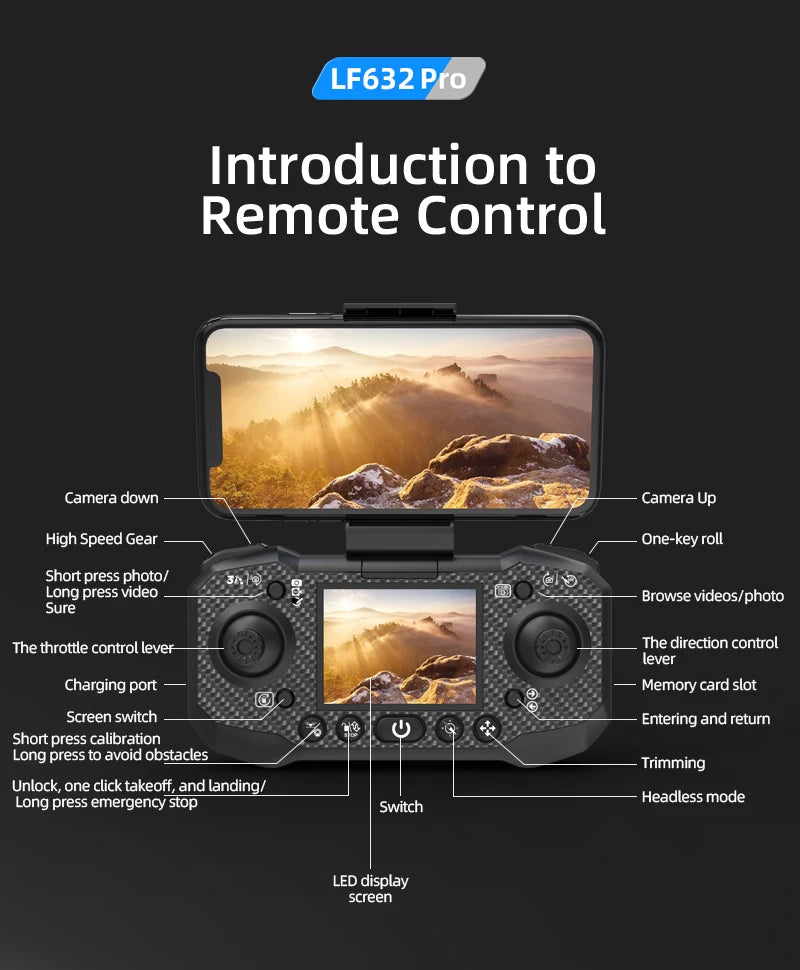 LF632 5G RC Drone Brushless Intelligent HD Dual Camera WIFI FPV Optical Flow Obstacle Avoidance Foldable Quadcopter Model Toys by Tech-Home Store