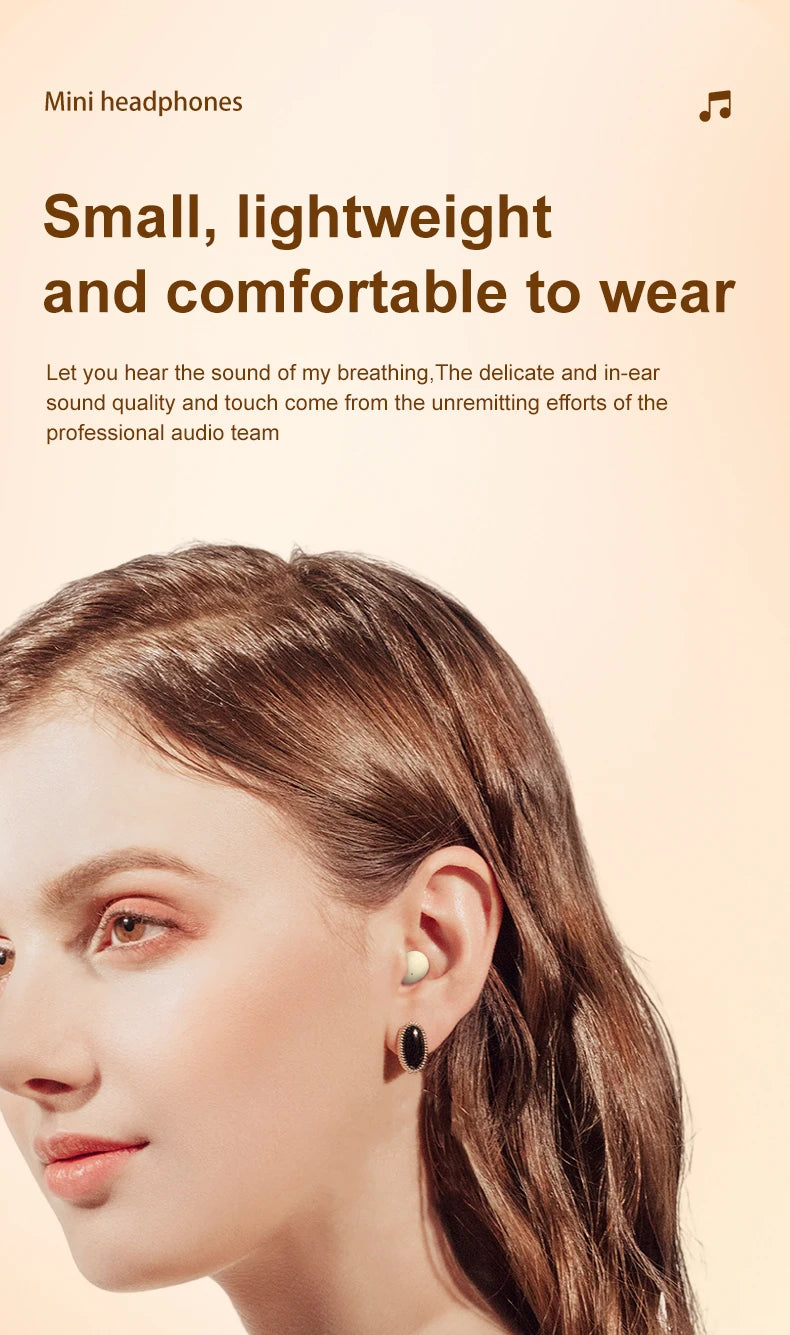 Wireless Bluetooth sleeping Headphones Noise canceling earbuds Hidden Headset Mini Invisible Earphones With Mic Sport Waterproof by Tech-Home Store