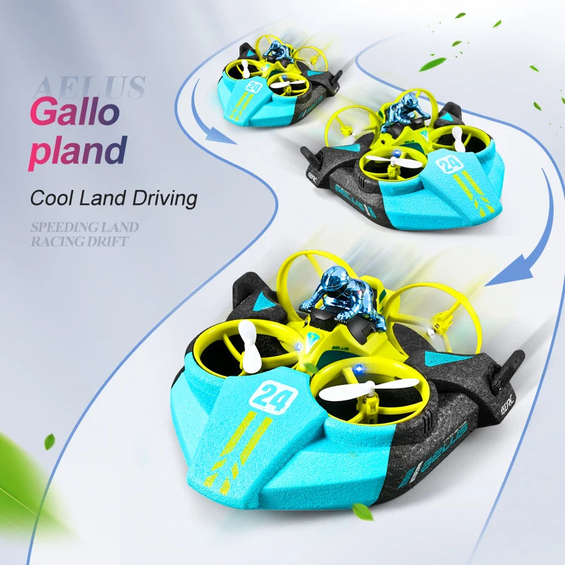 4DRC Mini RC Drone Altitude Hold Headless Mode 3 in 1 Sea Land Air Flight 2.4G Remote Control Quadcopter Boat RC Helicopter Toys by Tech-Home Store
