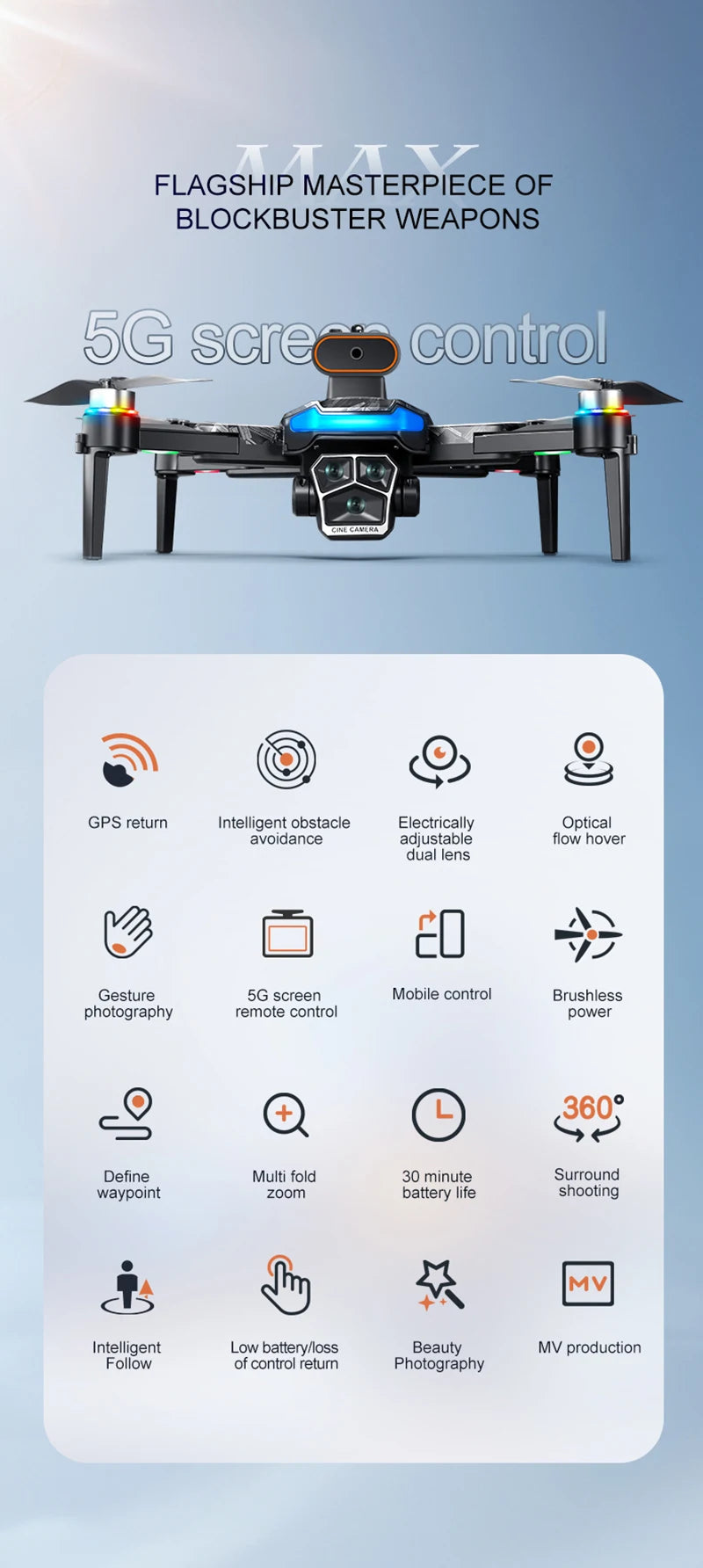 SkyTech A14 Pro Max Drone - Dual 8K HD Cameras With 5G WiFi GPS And Brushless Motors by Tech-Home Store