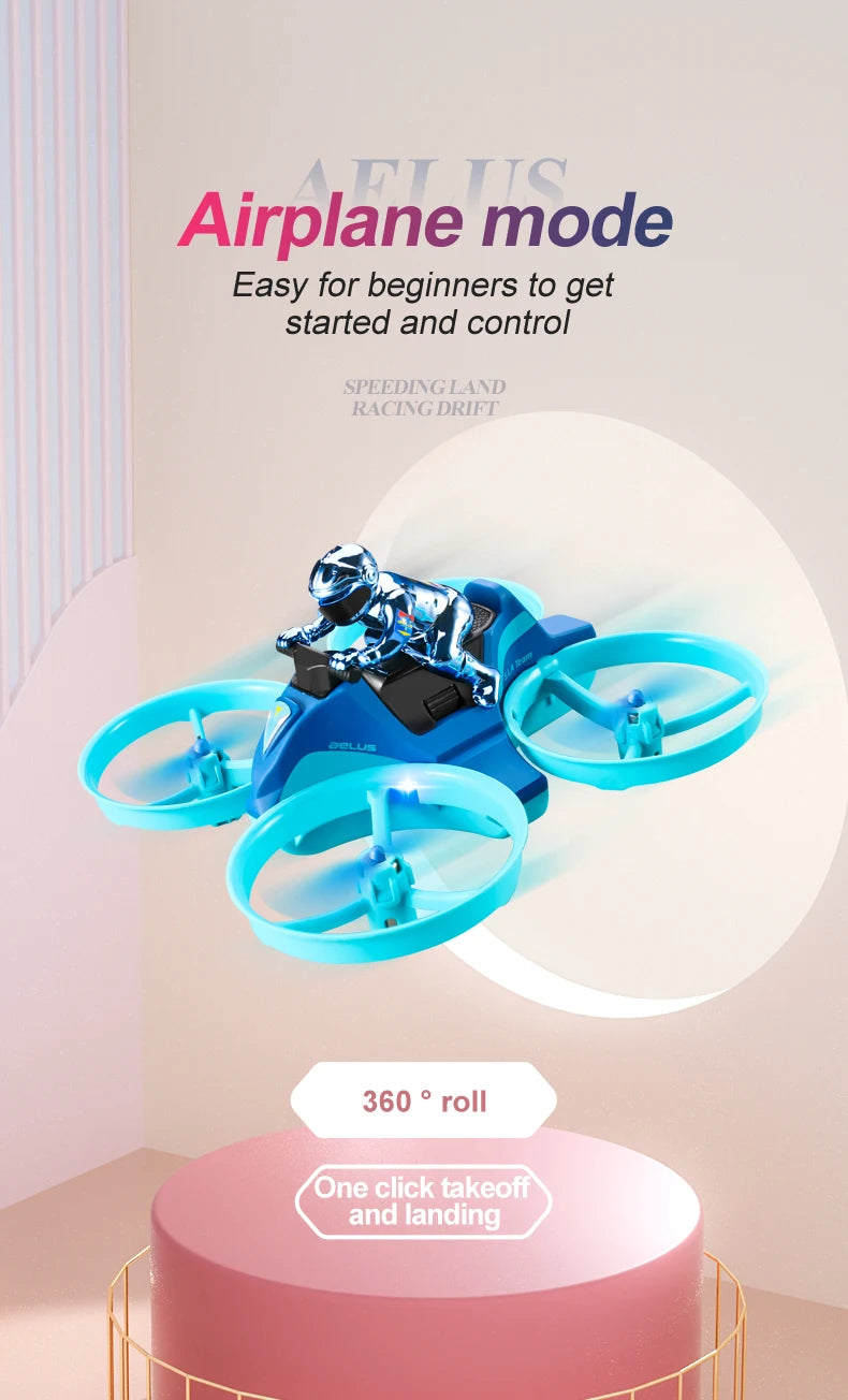 4DRC Mini RC Drone Altitude Hold Headless Mode 3 in 1 Sea Land Air Flight 2.4G Remote Control Quadcopter Boat RC Helicopter Toys by Tech-Home Store