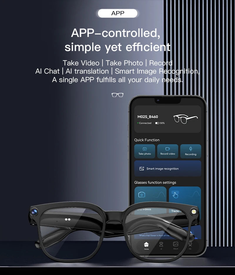 VisionTech NovaSight 4K 8MP Smart Glasses - Real Time Translation Over 150 Languages With ChatGPT AI by Tech-Home Store