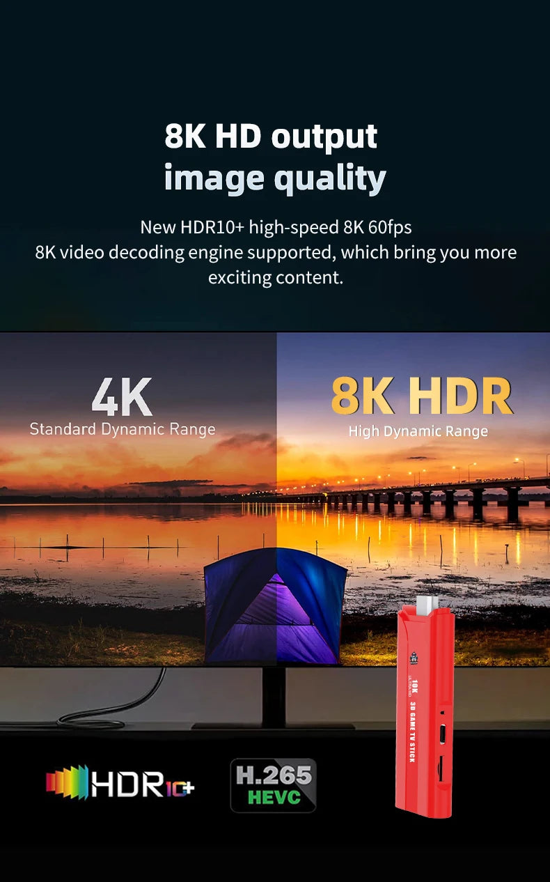 G1 Dual System 8K WIFI 2.4G/5G 3D Game Stick Retro Video Games Console Android 13.0 Game TV Box 64G Oubler Rocker 28000+ Games by Tech-Home Store