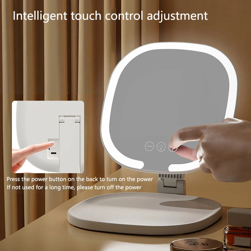 Foldable Three Color LED Light Makeup Mirror by Tech-Home Store