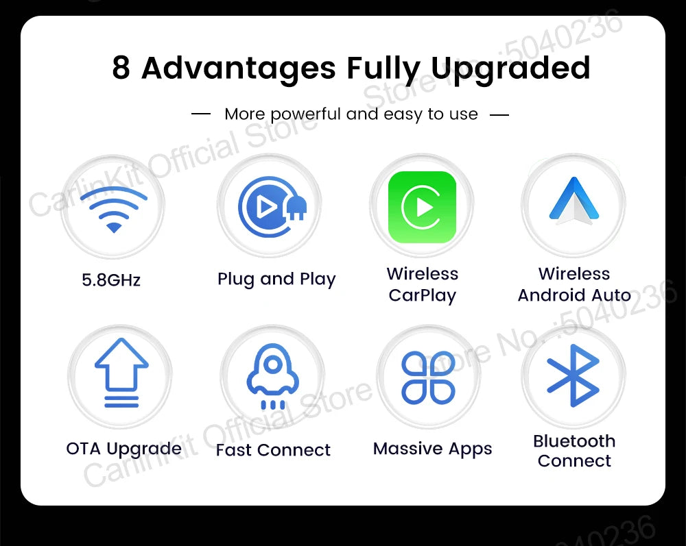 CarlinKit 5.0 Mini Ultra Wireless Adapter Wireless CarPlay Android Auto For OEM Car Plug and Play WiFi Bluetooth Auto Connection by Tech-Home Store