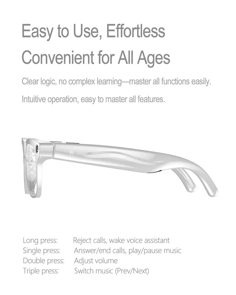 NovaTech VisionGlass 4K AI Smart Glasses - 800W Pixel Camera and Real Time Translation in 75 Languages by Tech-Home Store