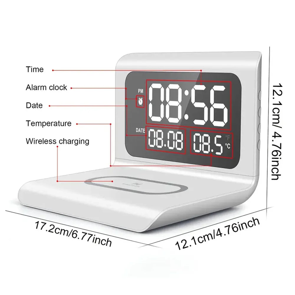 30W Wireless Charger Stand with Alarm Clock & Thermometer | Compatible with iPhone 17-11/X, SamsungS25 , Xiaomi & All Qi Phone by Tech-Home Store