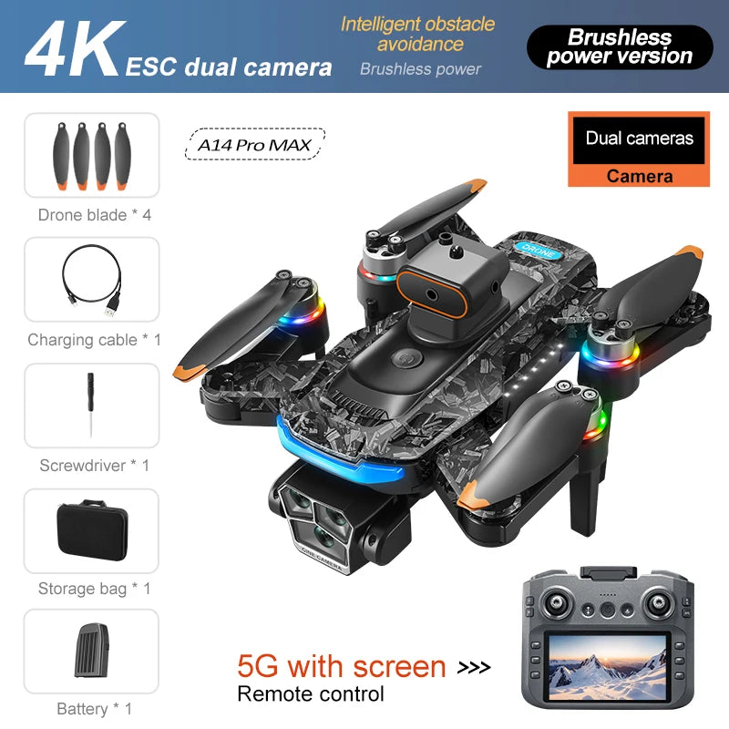 SkyTech A14 Pro Max Drone - Dual 8K HD Cameras With 5G WiFi GPS And Brushless Motors by Tech-Home Store