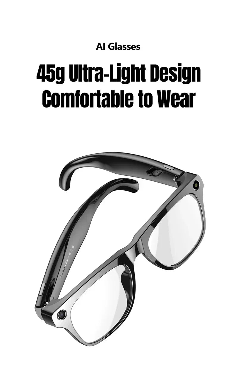 NovaTech VisionGlass 4K AI Smart Glasses - 800W Pixel Camera and Real Time Translation in 75 Languages by Tech-Home Store