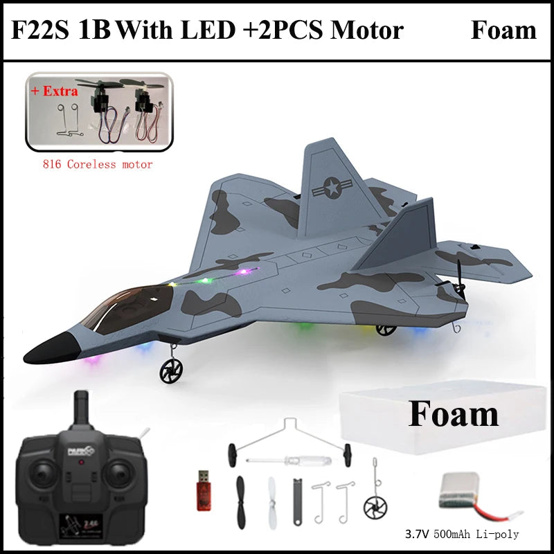 2024 New F22S 2.4G 4CH 3D6G RC Airplane Raptor F22 Warplane WLtoys A180 Upgrade Version LED Light With Gyroscope Out Door Toys by Tech-Home Store