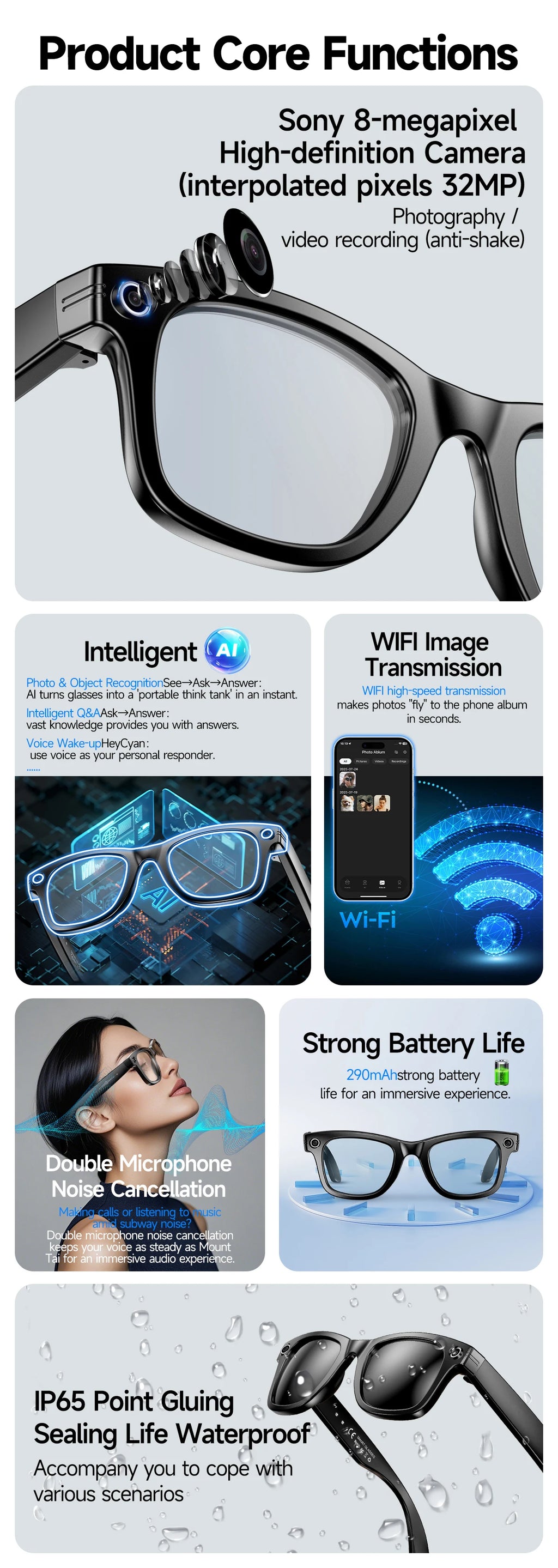 New 800W Camera AI Glasses Men Color-Changing Smart Translation Glasses Photo Video Recording Waterproof Call Smart Sunglasses by Tech-Home Store