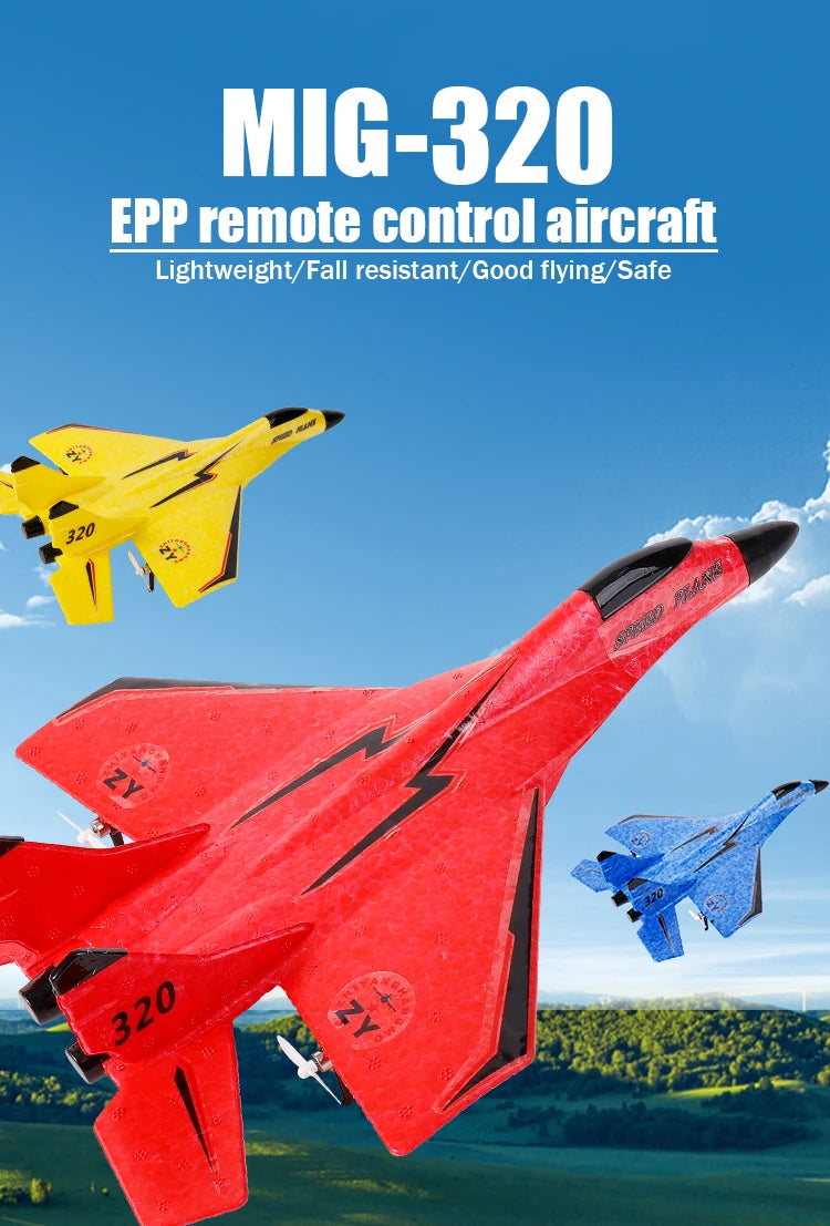 Parkten 2.4G 2CH Glider RC Ariplane P320 Fixed Wing Fighter Aircra Hand Throwing Foam Outdoor Toys For Boys Birthday Gift by Tech-Home Store