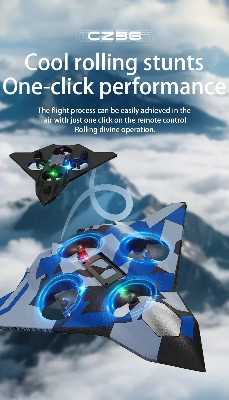 Remote Control Airplane RC Plane Helicopter 360° Flip Stunt Airplane with LED Radio EPP Foam Aircraft Fighter Jet Drone Fly Toy by Tech-Home Store