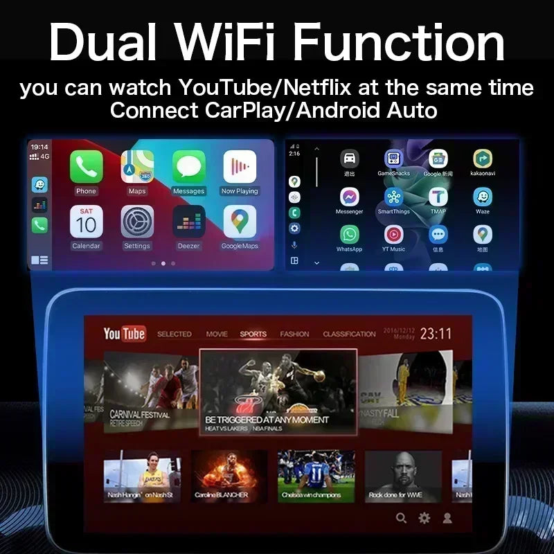 2025 New Andriod 12.0 Video Box Wireless Android Auto & Wireless Carplay 3in1 Smart Multimedia Adapter Built-in Netflix YouTube by Tech-Home Store