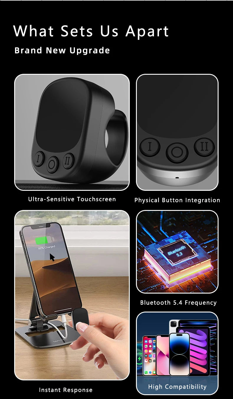Mouse Ring Remote Control with Touchpad,Smart Automatic Screen Clicker Device，Continuous Clicker，Scrolling Ring Remote Control S by Tech-Home Store