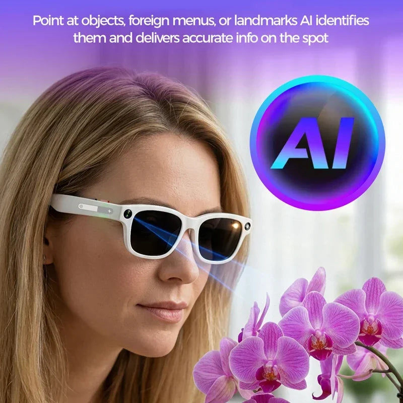 NovaTech VisionGlass 4K AI Smart Glasses - 800W Pixel Camera and Real Time Translation in 75 Languages by Tech-Home Store