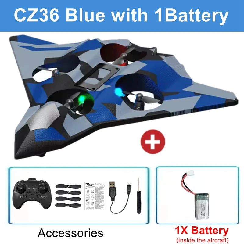 Remote Control Airplane RC Plane Helicopter 360° Flip Stunt Airplane with LED Radio EPP Foam Aircraft Fighter Jet Drone Fly Toy by Tech-Home Store