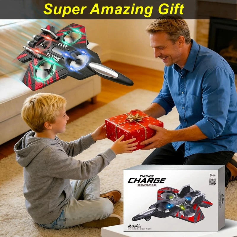Remote Control Airplane RC Plane Helicopter 360° Flip Stunt Airplane with LED Radio EPP Foam Aircraft Fighter Jet Drone Fly Toy by Tech-Home Store