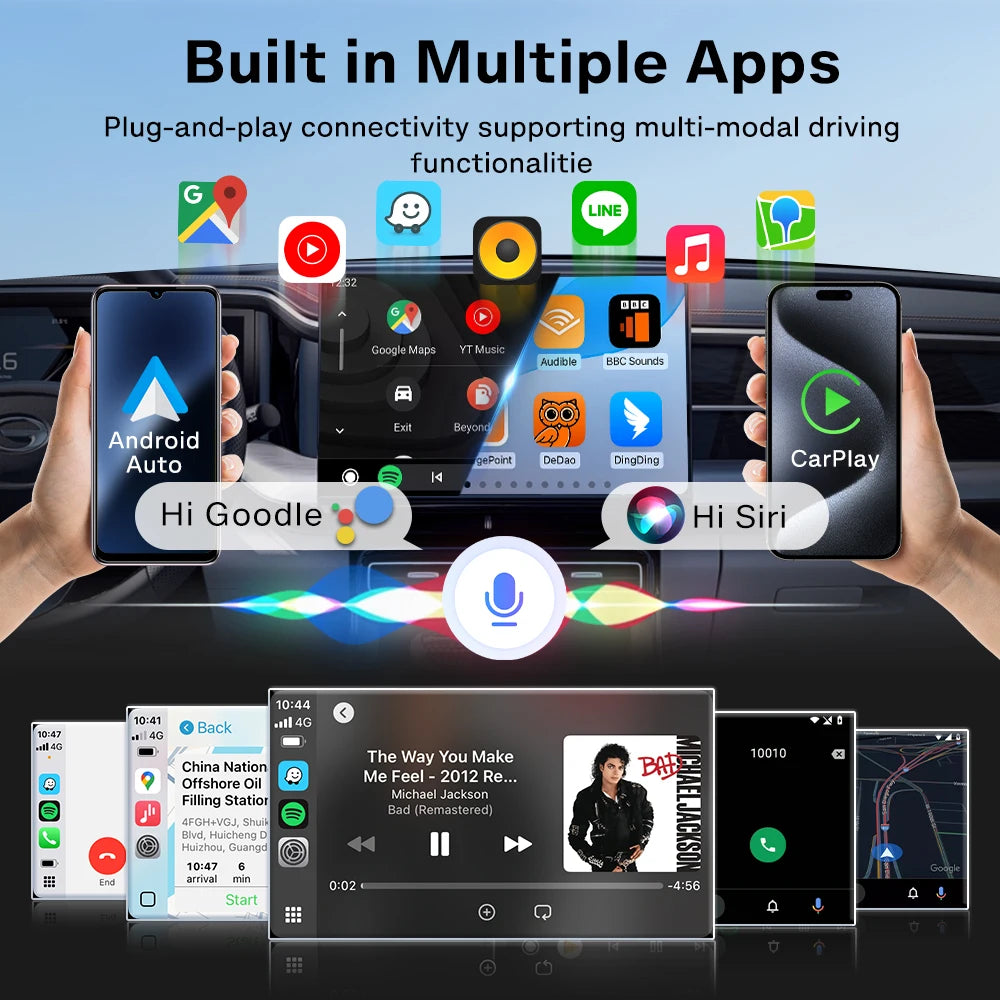 2 in 1 Car Kit 5.0 Ultra Wireless CarPlay Android Auto Adapter