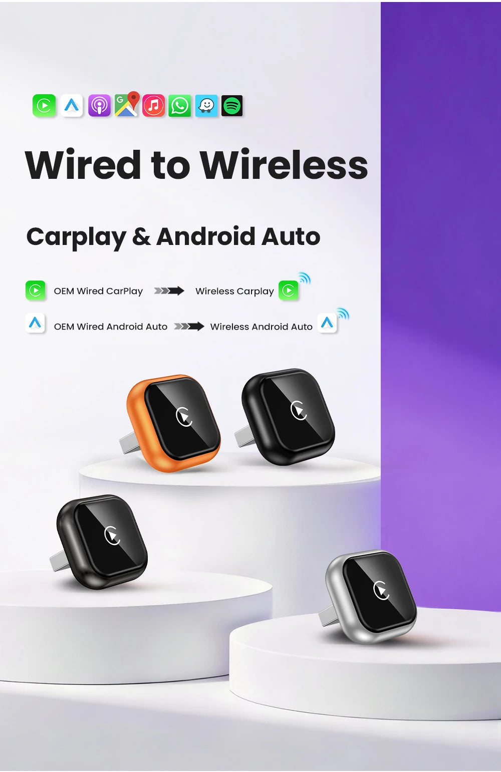 2026 NEW Wireless Carplay Adapter Android Auto 2in 1 Smart Dongle For iphone Android Phone For Volvo Benz Mg Kia Chery VW Honda by Tech-Home Store