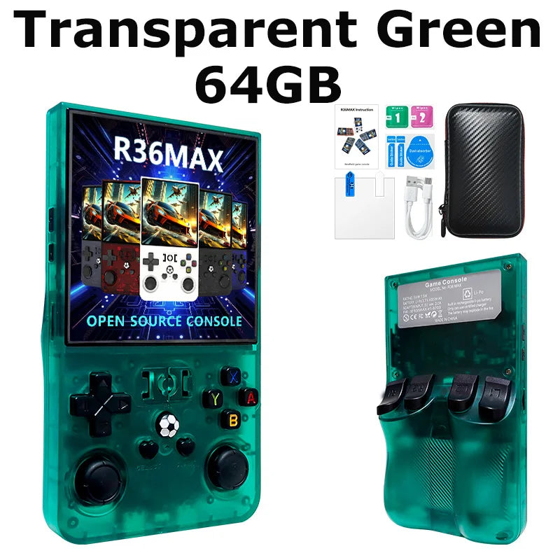 R36 Max Console Handheld Game Players 4inch IPS Screen Open Source Console Retro Pocket Video Player 64G/128G Up to 22000+ Games by Tech-Home Store