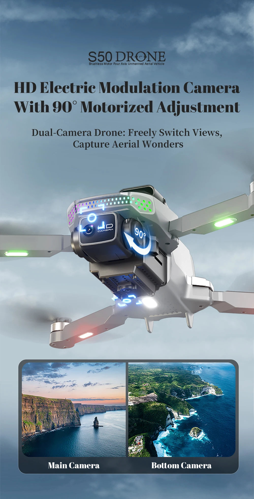 S50 PRO GPS Drone with 2 Batteries, 4.5-inch Large Screen Remote, Real-Time HD Camera, Obstacle Avoidance, Extended Flight Time by Tech-Home Store