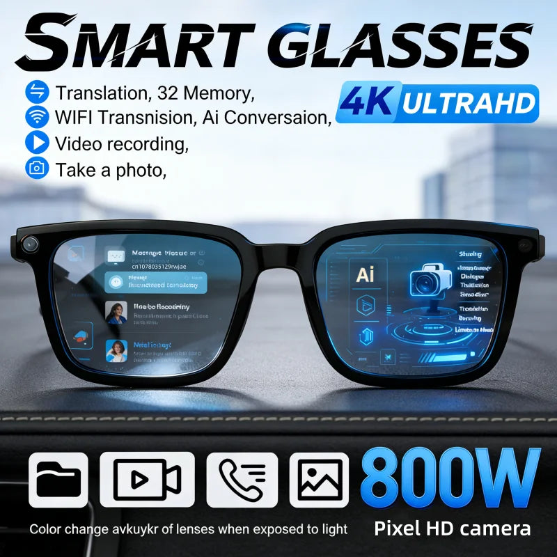 AI Vision Smart Sun Glasses - Translation Ready With 8MP Camera 4K Video Bluetooth Calls by Tech-Home Store