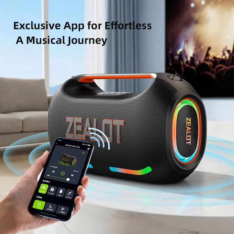 ZEALOT ZE41 Bluetooth Speaker, 300W RMS Peak 400W, High Volume Deep Bass, 48000mAh Battery, RGB Light, Waterproof by Tech-Home Store