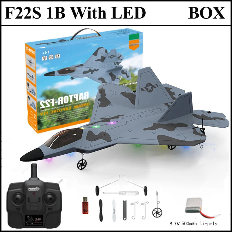 2024 New F22S 2.4G 4CH 3D6G RC Airplane Raptor F22 Warplane WLtoys A180 Upgrade Version LED Light With Gyroscope Out Door Toys by Tech-Home Store