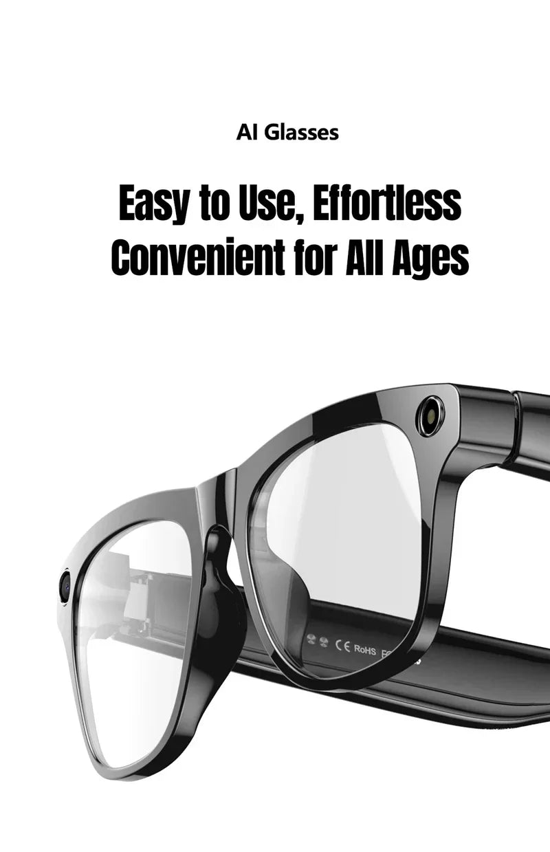 NovaTech VisionGlass 4K AI Smart Glasses - 800W Pixel Camera and Real Time Translation in 75 Languages by Tech-Home Store