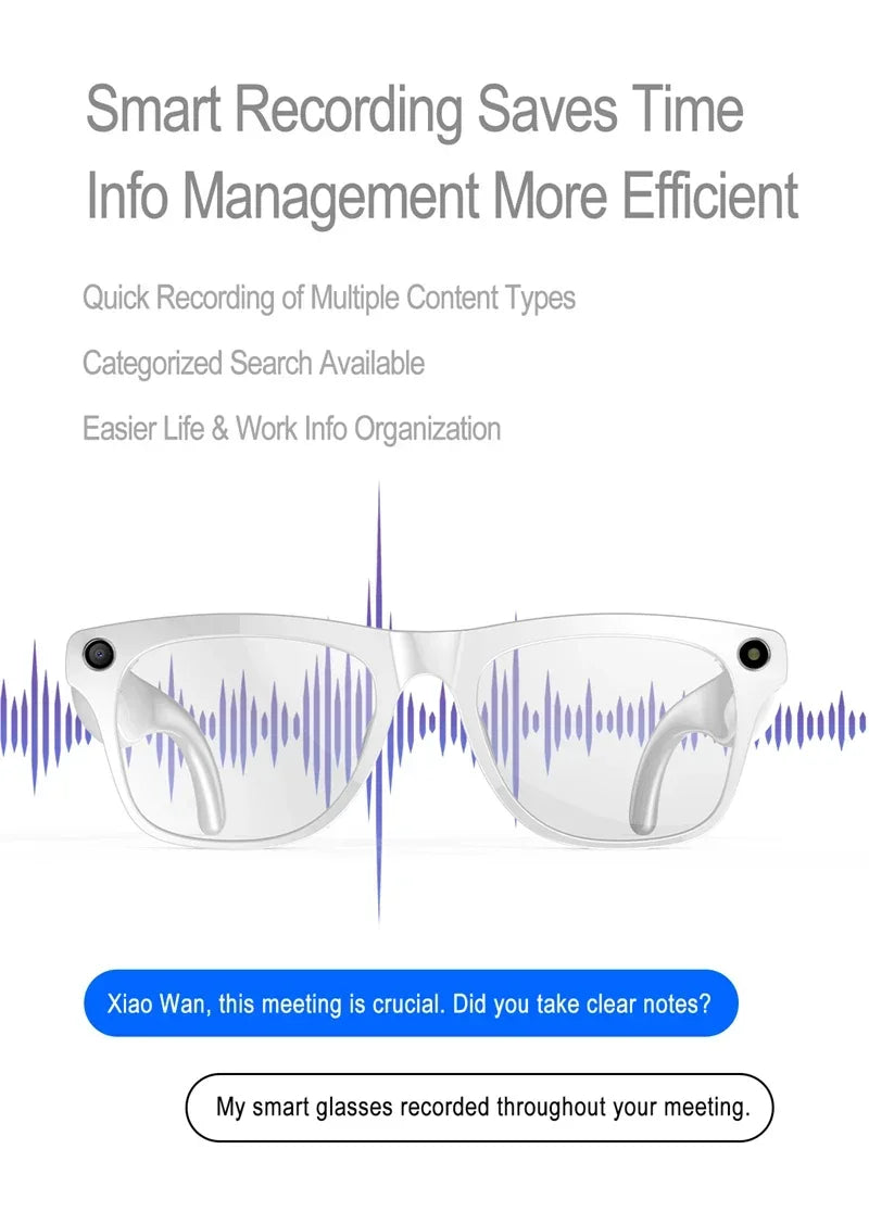 NovaTech VisionGlass 4K AI Smart Glasses - 800W Pixel Camera and Real Time Translation in 75 Languages by Tech-Home Store