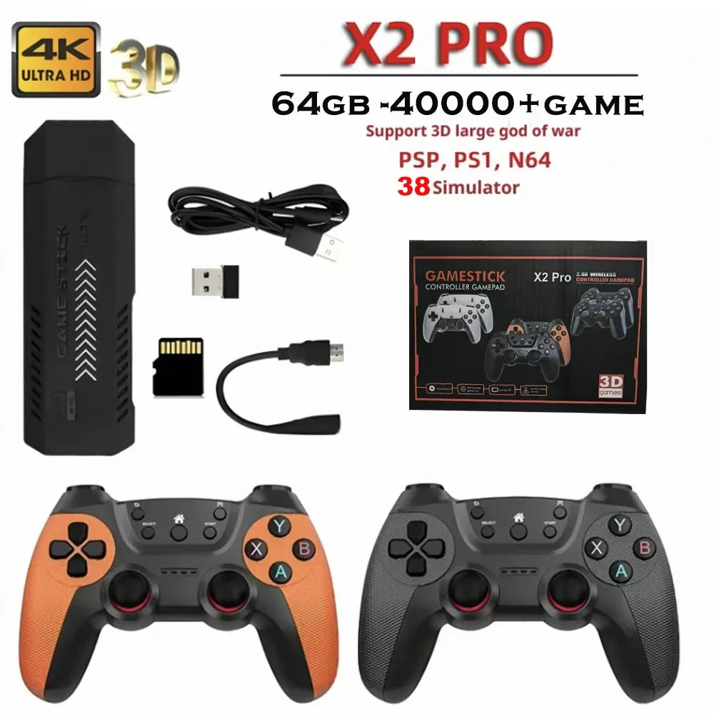 X2Pro TV Game Stick 4K HD Video Handle Game Console 40K/50K Games 64g/128g for PSP Retro Arcade Games PK M15 Pro for Home Gaming by Tech-Home Store