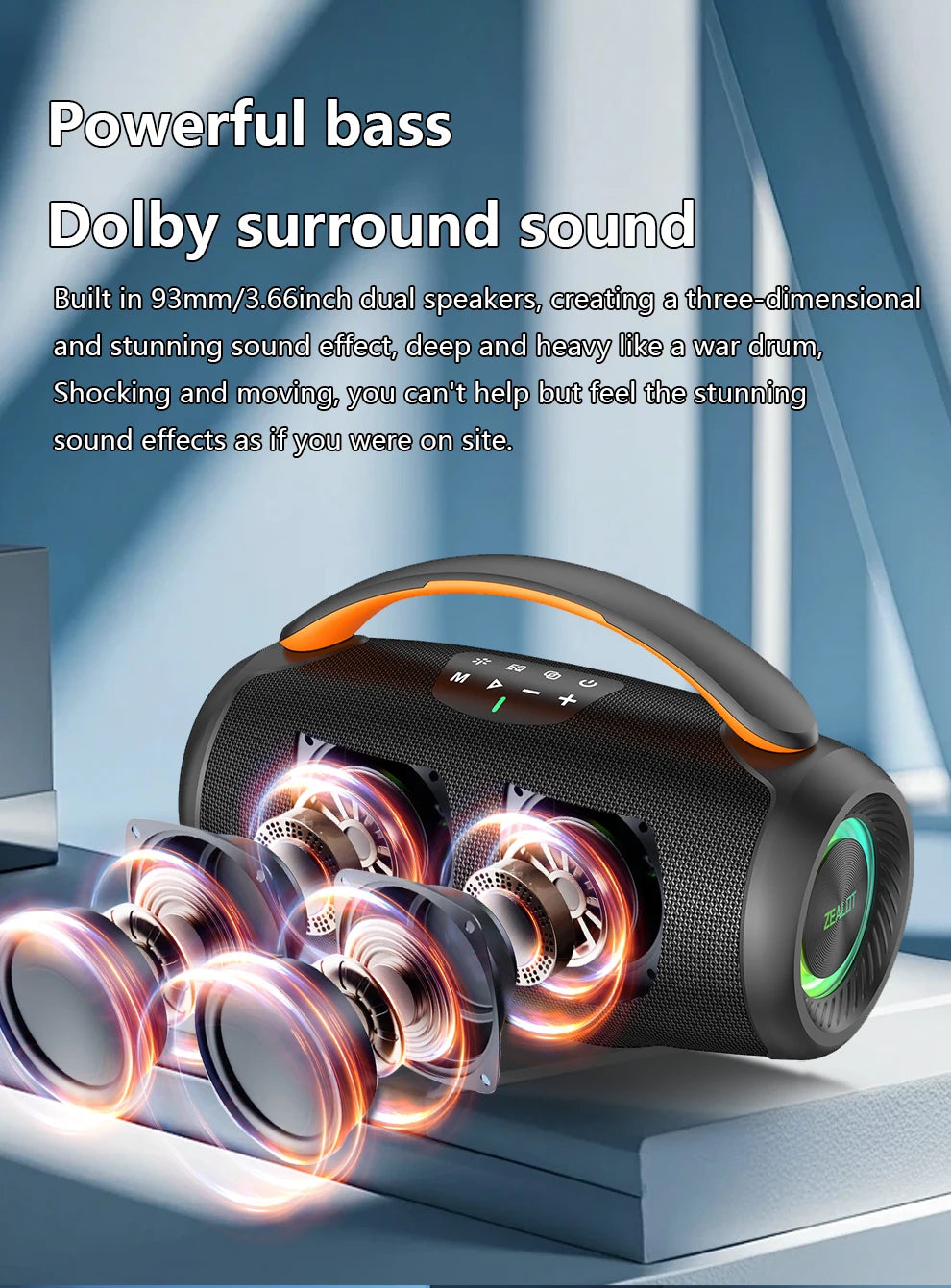 ZEALOT-P11 Bluetooth Speaker 50W Wireless Party Speaker with Bluetooth 5.4 Stereo Sound Comfortable handle Controllable Lightin Portable For Outdoors Long Battery Life by Tech-Home Store