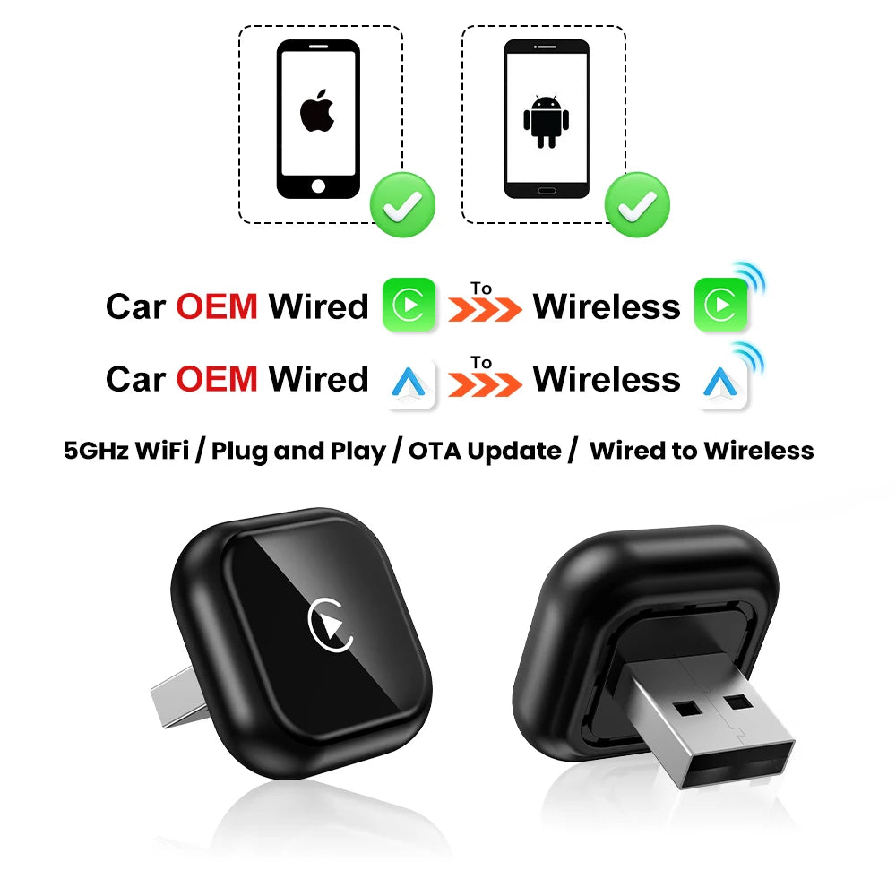 2026 NEW Wireless Carplay Adapter Android Auto 2in 1 Smart Dongle For iphone Android Phone For Volvo Benz Mg Kia Chery VW Honda by Tech-Home Store