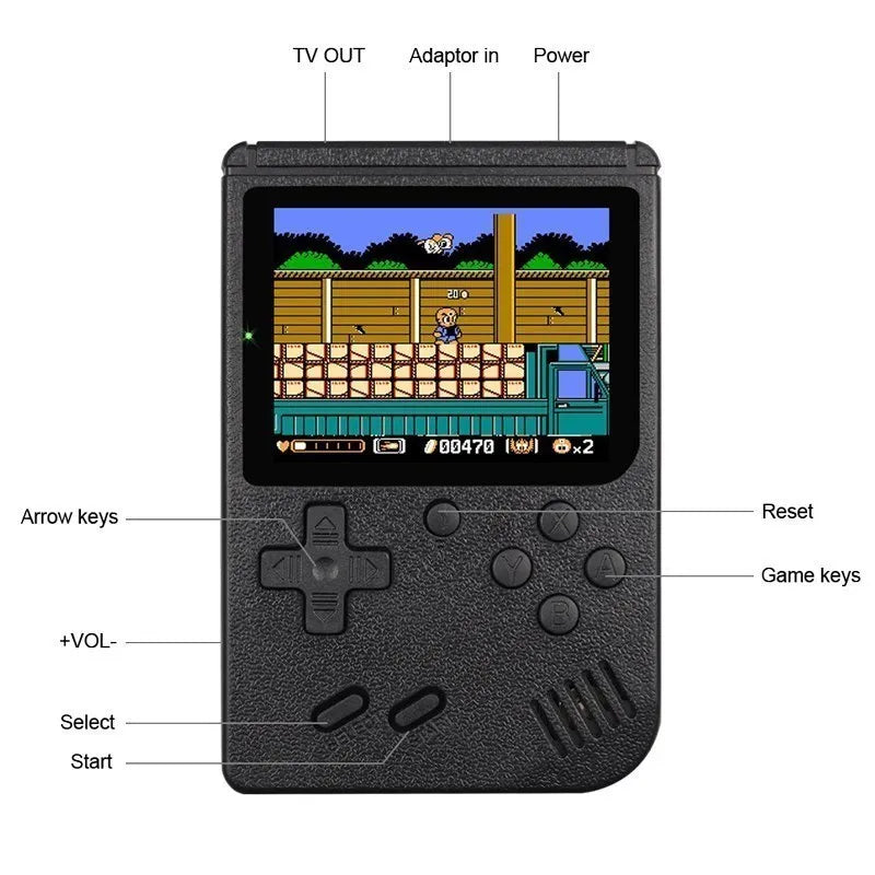 2.4Inch Retro Portable Mini Handheld Game Player 8 Bit Video Game Console Built-in 500 Games Gameboy For Kid Gift by Tech-Home Store