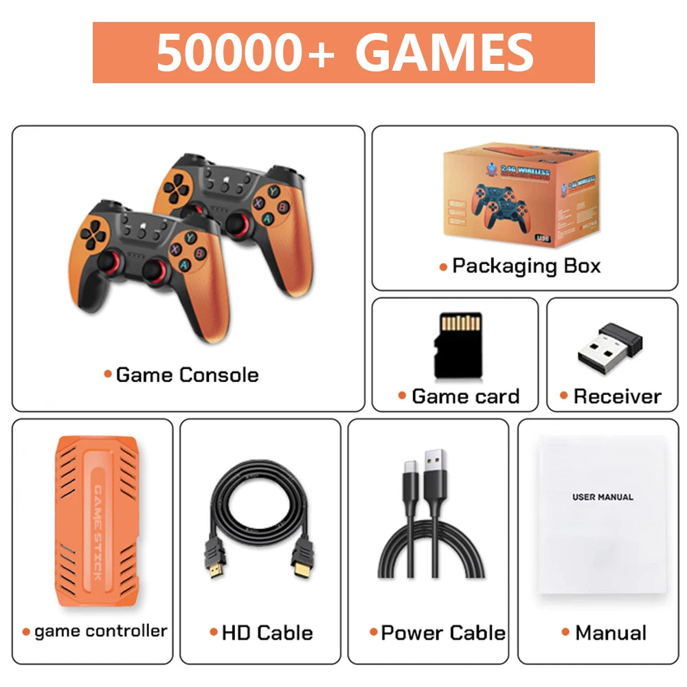 U36 Wireless Game Stick Retro Gaming Console S905 128G 50,000+ Games Support 40+ Classic Emulators For PS1/PSP 4K HDMI Kid Gifts by Tech-Home Store