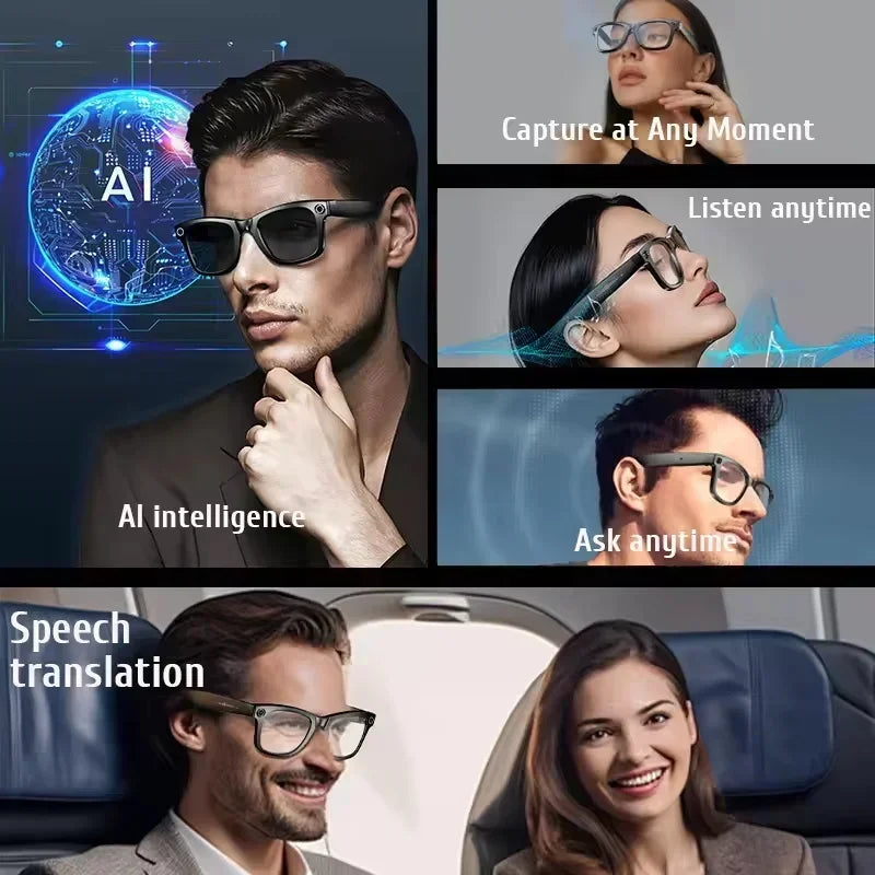 NovaTech VisionGlass 4K AI Smart Glasses - 800W Pixel Camera and Real Time Translation in 75 Languages by Tech-Home Store