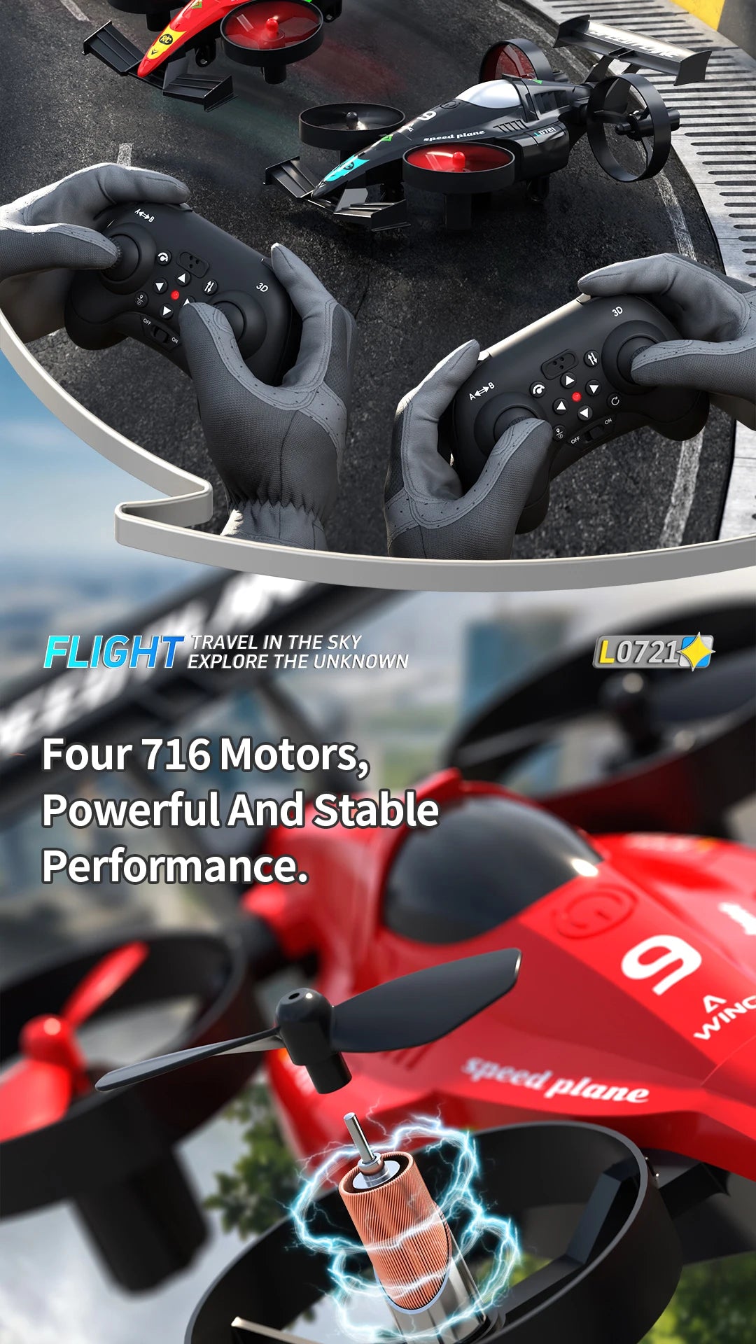 2-in-1 Land-Air Dual Dual RC Quadcopter & RC Drift Car 2.4G Remote Control Airplane One-Key Roll 360° Flips Electric RC Toys by Tech-Home Store