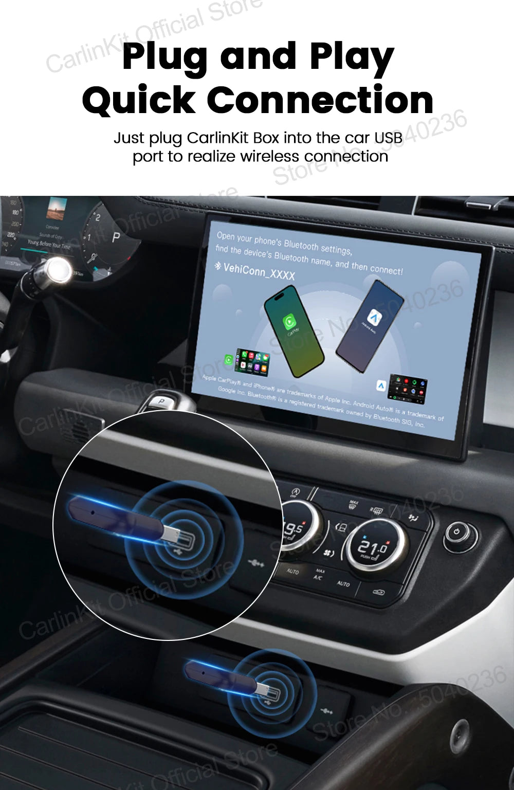 CarlinKit 5.0 Mini Ultra Wireless Adapter Wireless CarPlay Android Auto For OEM Car Plug and Play WiFi Bluetooth Auto Connection by Tech-Home Store
