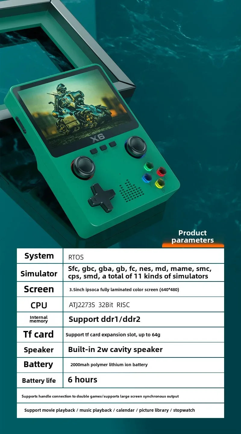 Original X6 3.5Inch IPS Screen Handheld Game Player Dual Joystick 11 Simulators GBA Video Game Console for Kids Gifts by Tech-Home Store