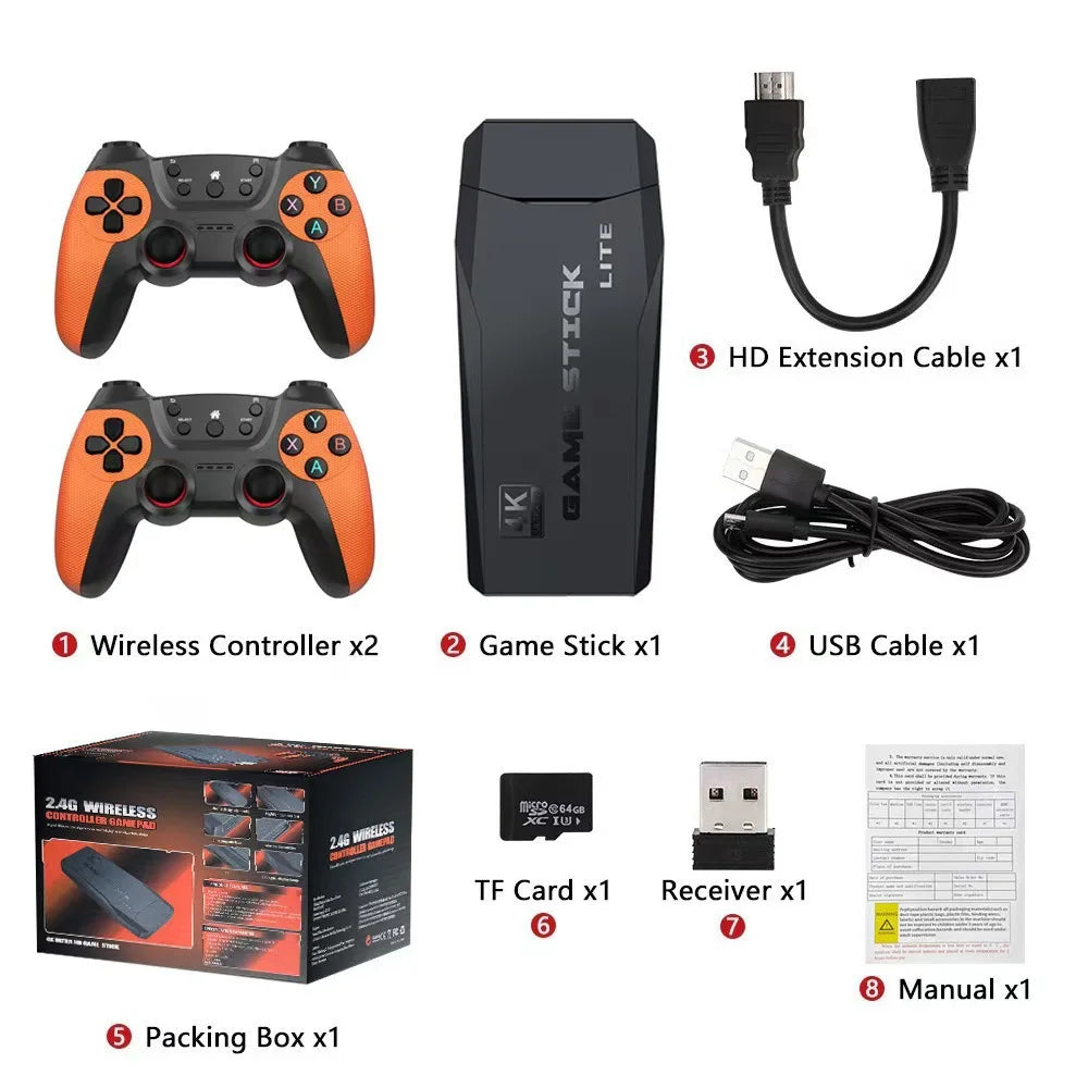 X2 Retro Game Stick 4K Video Game Console 40000+ Games,40+ Emulators,HD Output 2 Wireless Controllers,Plug and Play,TV/Computer by Tech-Home Store