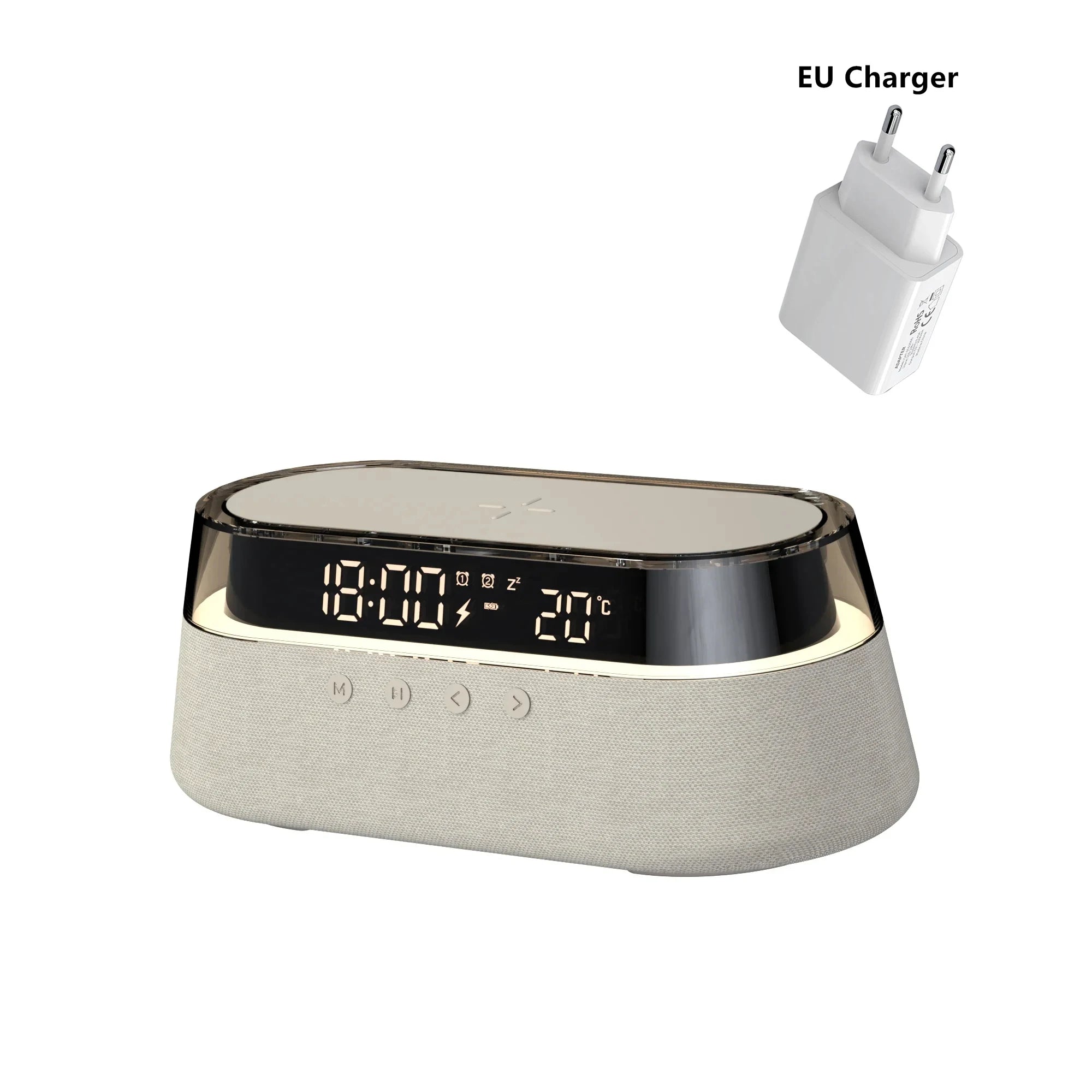 6-in-1 Smart Alarm Clock - 15W Wireless Charger, Bluetooth Speaker, FM Radio, Dual Alarm, USB Charger & RGB Night Light by Tech-Home Store