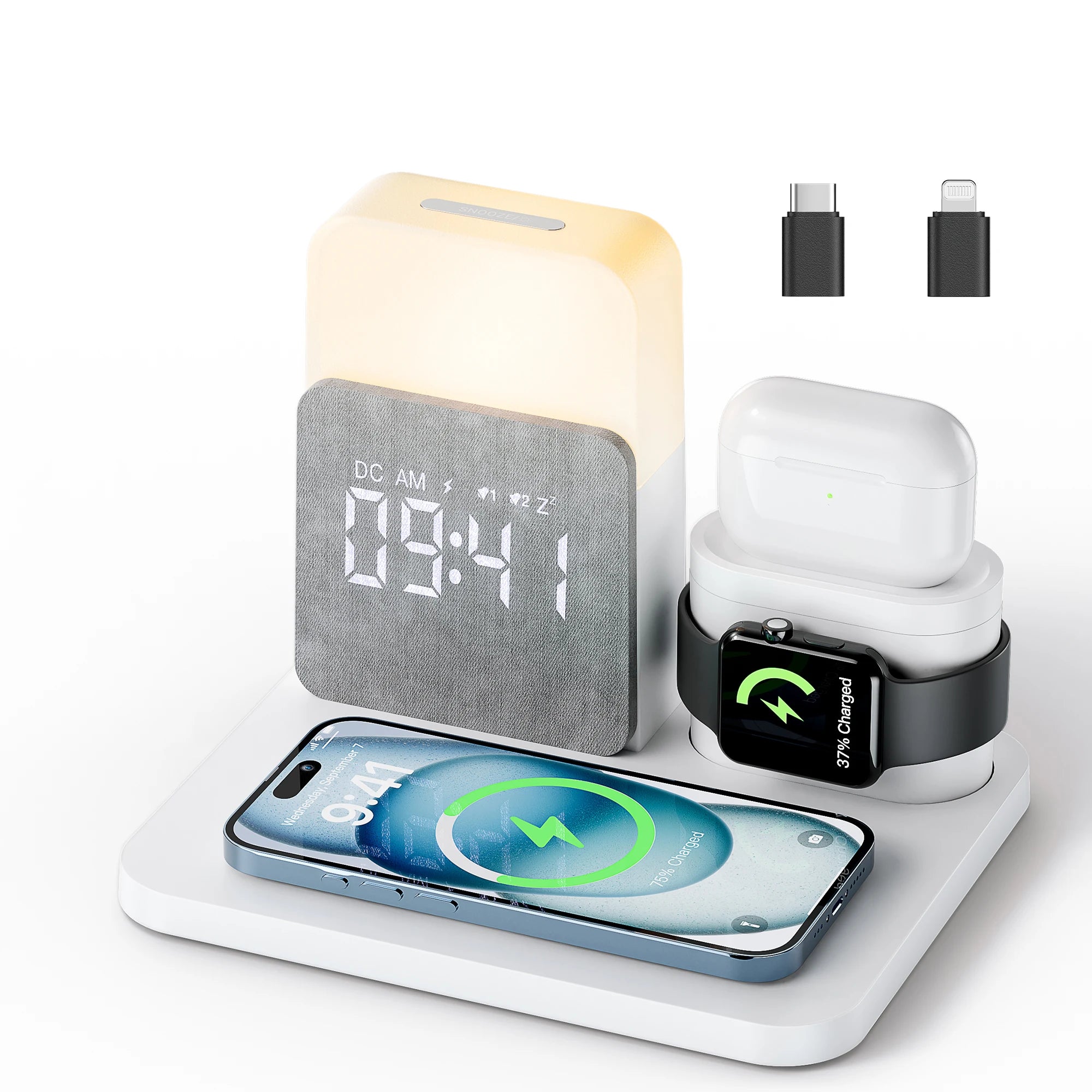 NovaCharge 7 In 1 MagSafe Alarm Clock Charger Wireless Station - Night Light Display With USB-C Quick Charge by Tech-Home Store