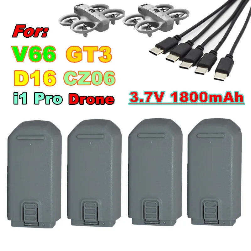 GT3/V66/S16/i1Pro/CZ06 RC Drone ﻿Original Battery 3.7V 1800mAh For V66 Mini Drone