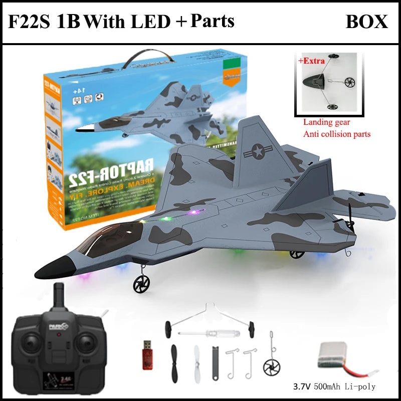 2024 New F22S 2.4G 4CH 3D6G RC Airplane Raptor F22 Warplane WLtoys A180 Upgrade Version LED Light With Gyroscope Out Door Toys by Tech-Home Store
