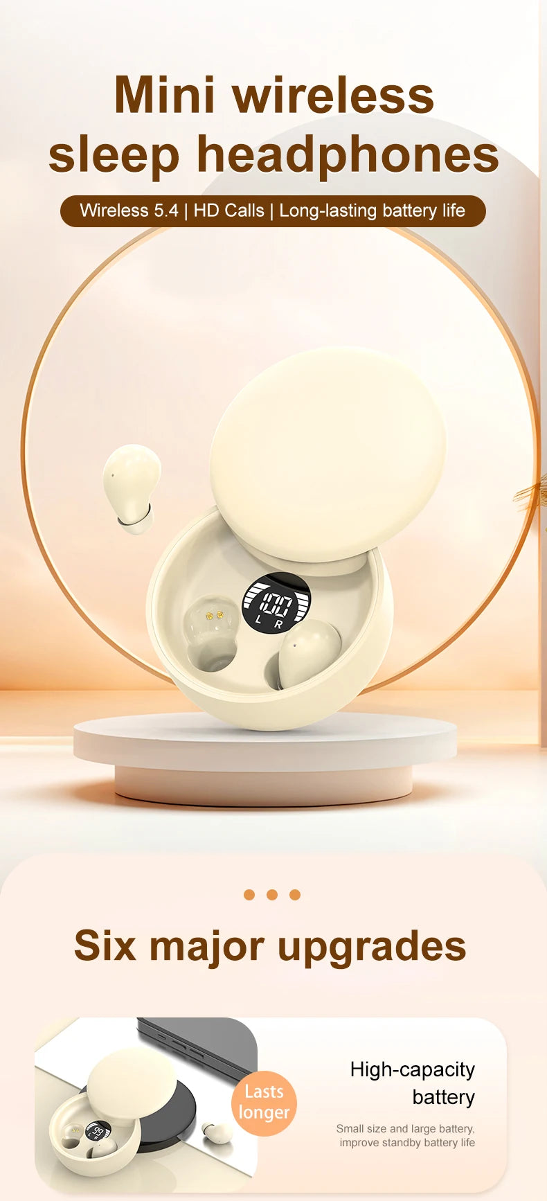 Wireless Bluetooth sleeping Headphones Noise canceling earbuds Hidden Headset Mini Invisible Earphones With Mic Sport Waterproof by Tech-Home Store